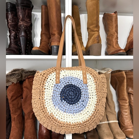 Handbags - Evil Eye Straw Tote